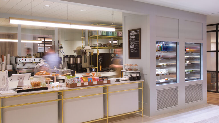 Modern café with pastries and drinks