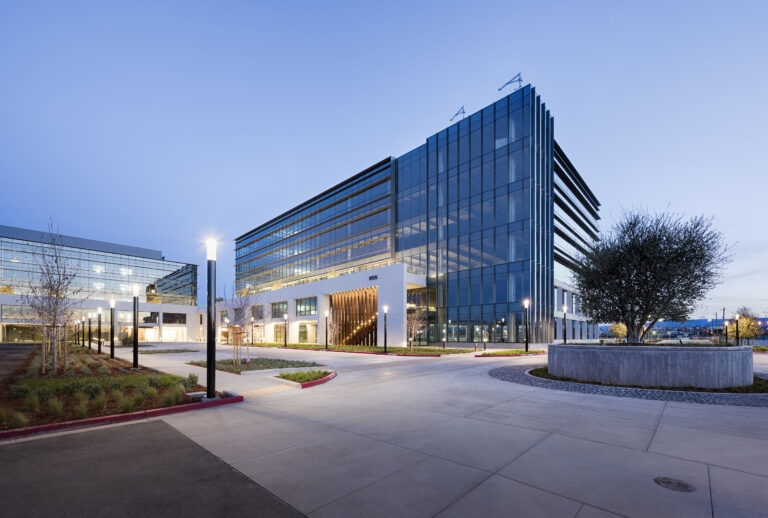 Large office buildings at night