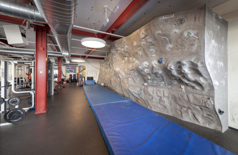 Indoor climbing wall in gym