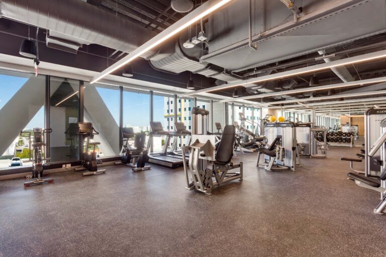 Modern gym with large windows